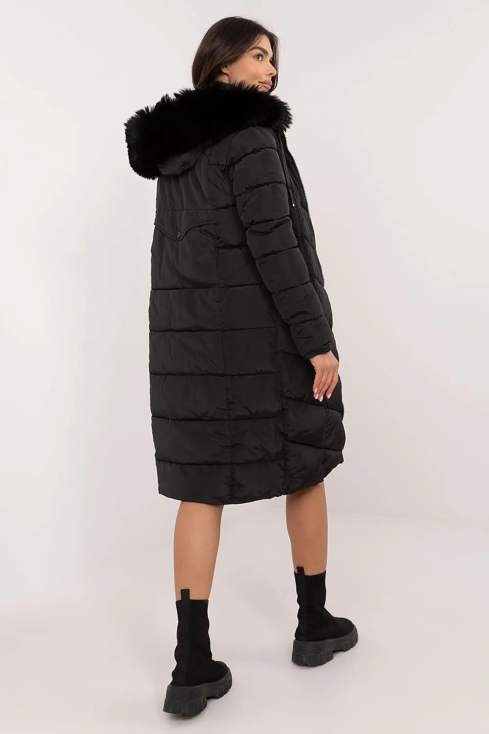 Knee Length Hooded Down Jacket