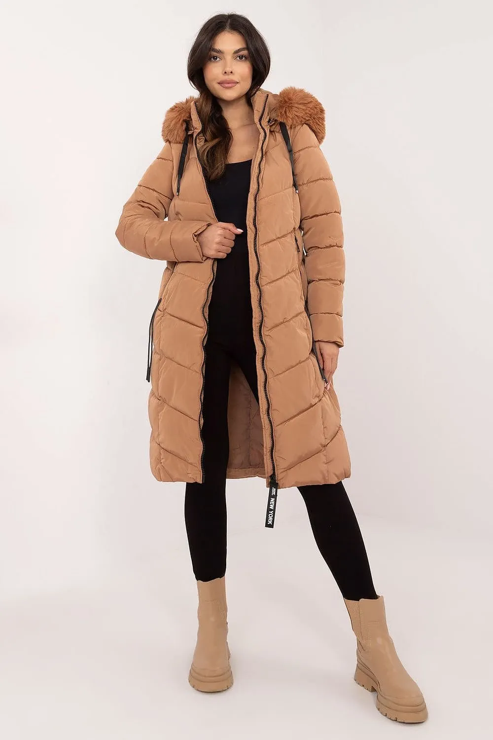 Knee Length Hooded Down Jacket