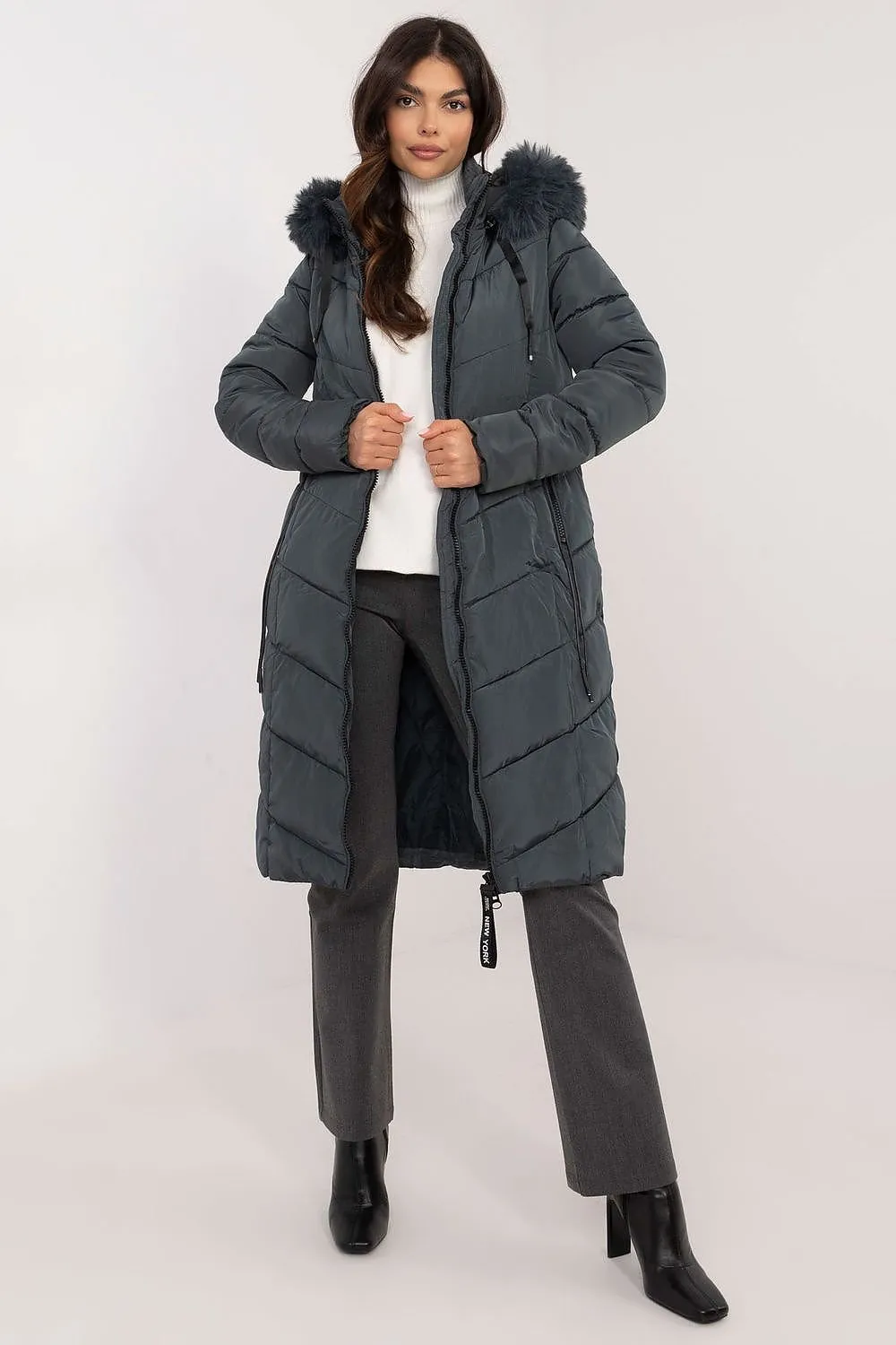 Knee Length Hooded Down Jacket