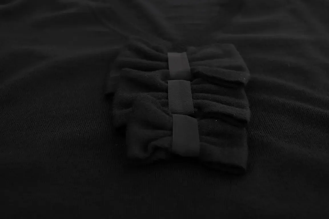 MARGHI LO' Elegant Black Wool Shift Dress