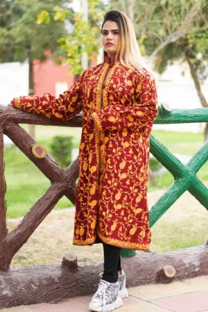 Maroon Color Aari Work Embroidered Jacket With New Designer All over Jaal Pattern