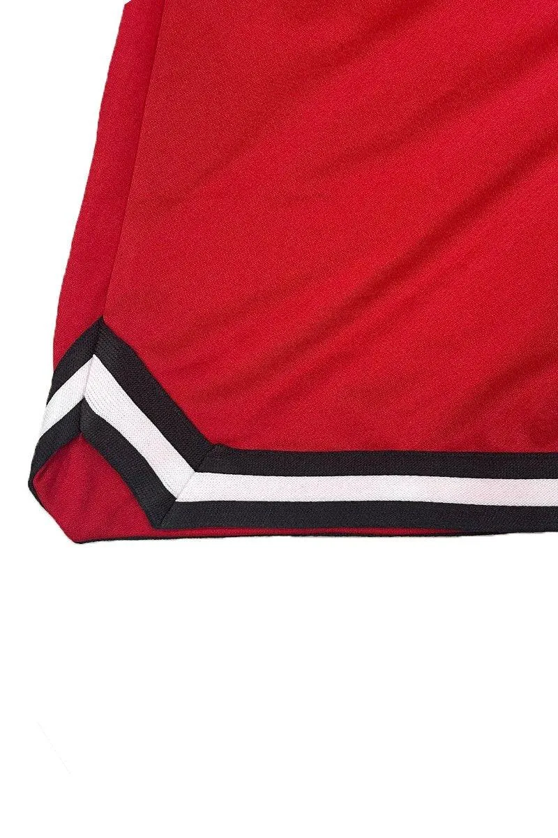 Mens Red Drawstring Shorts Black White Trim Basketball