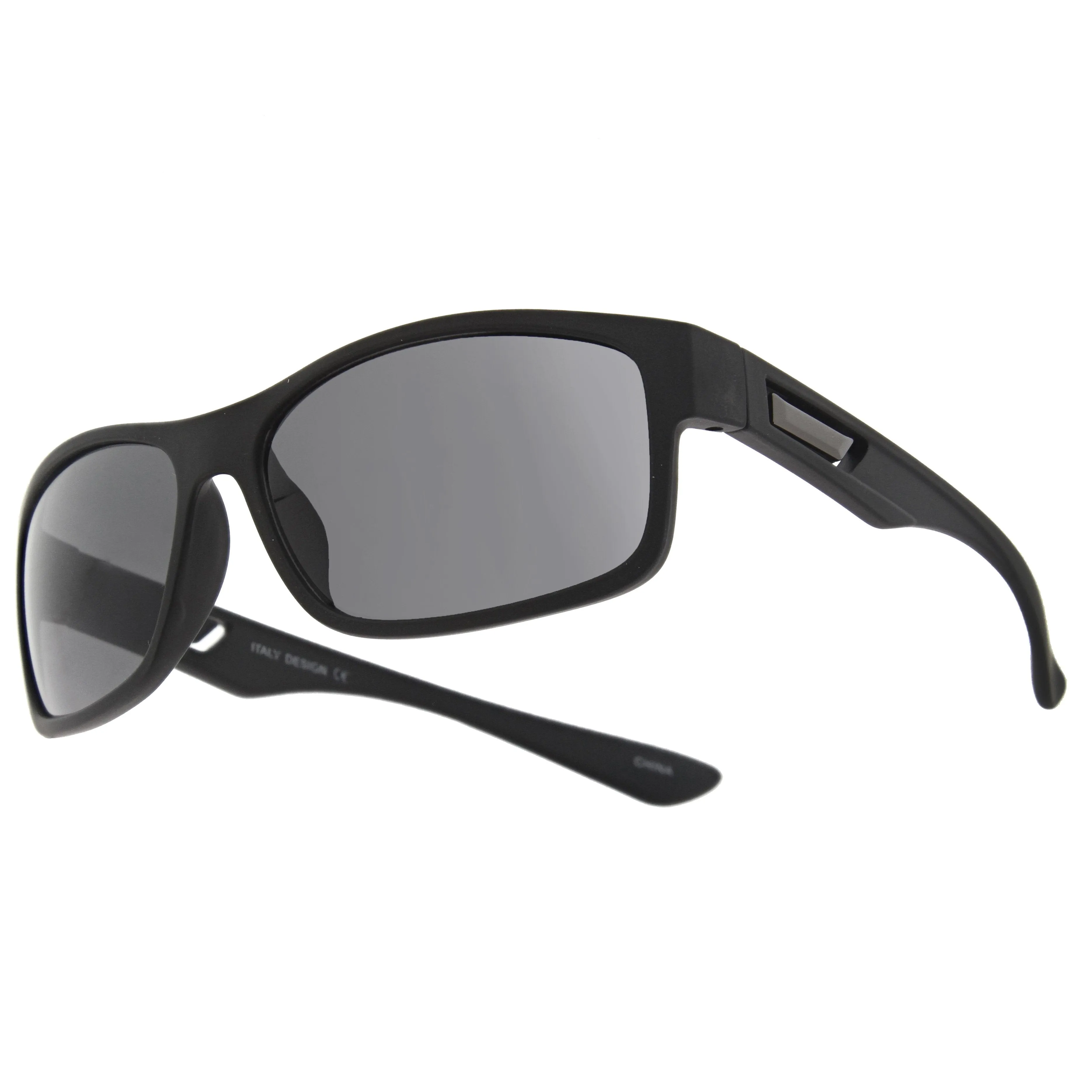Men's Rubberized Matte Shark Fin Temple Sport Sunglasses A419