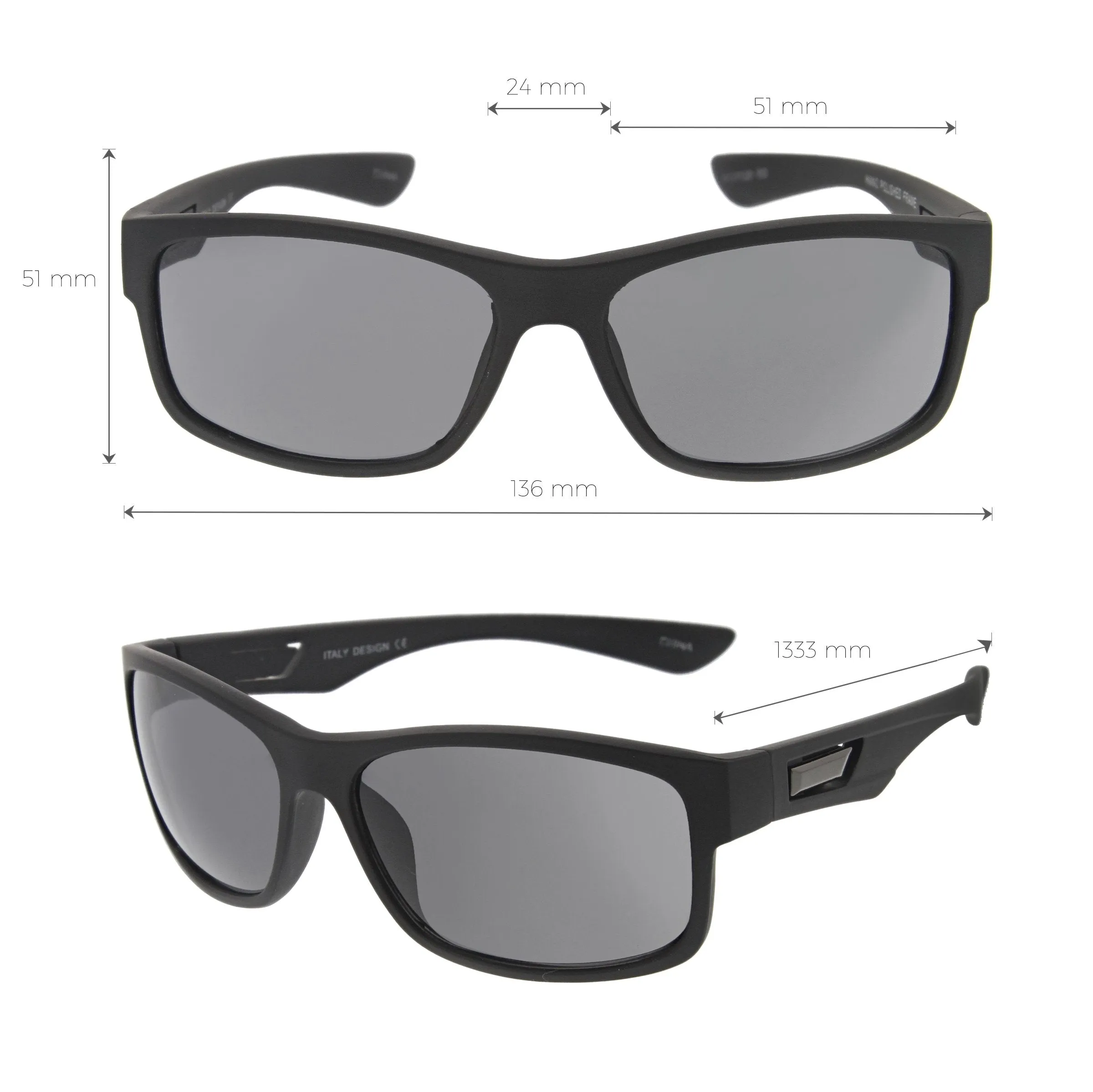 Men's Rubberized Matte Shark Fin Temple Sport Sunglasses A419