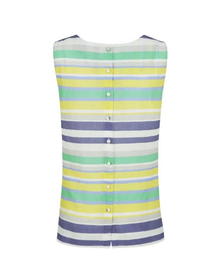 Multi Stripe Button Back Top
