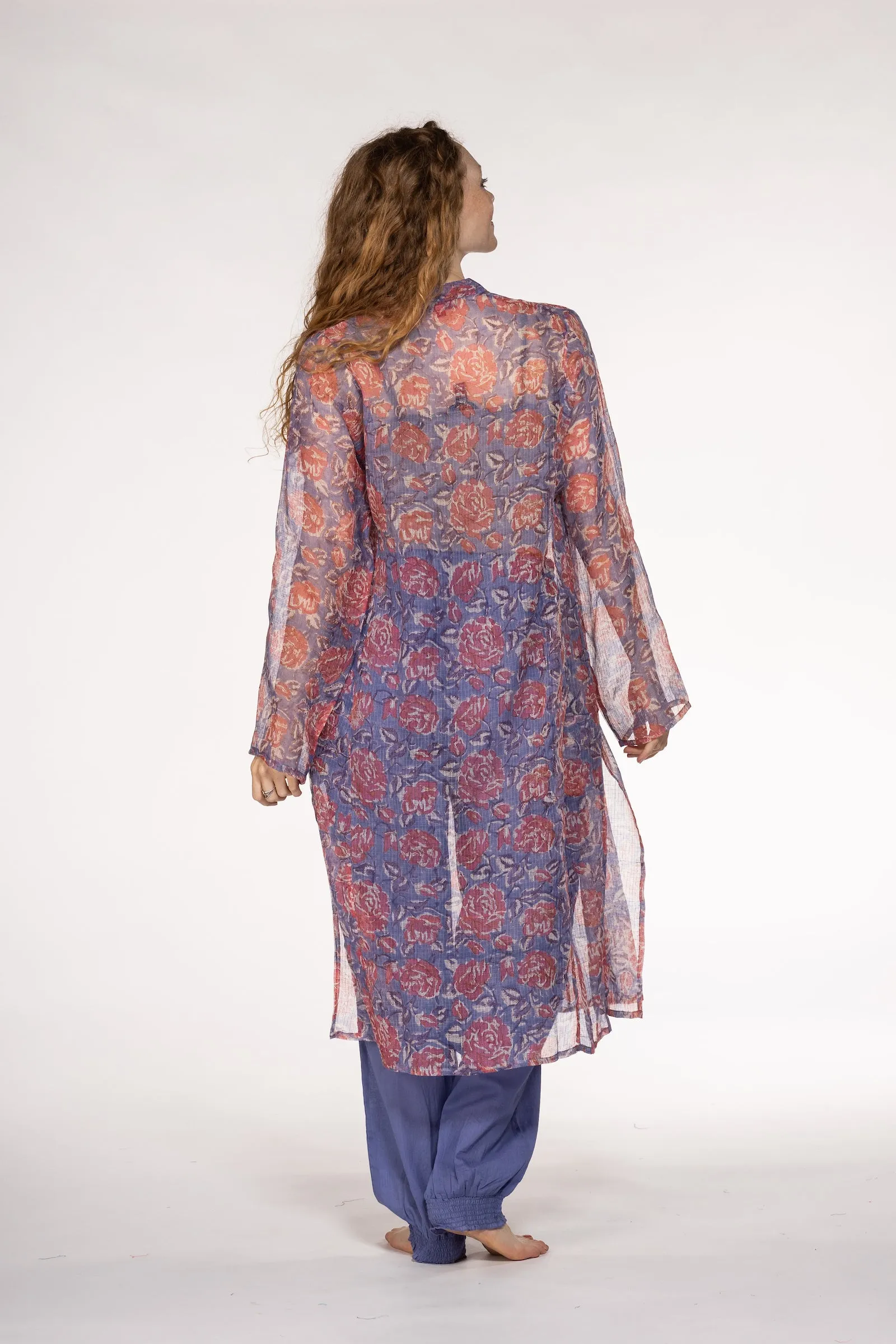 Nargis Jacket Hand Block Printed in Textured Cotton SS24