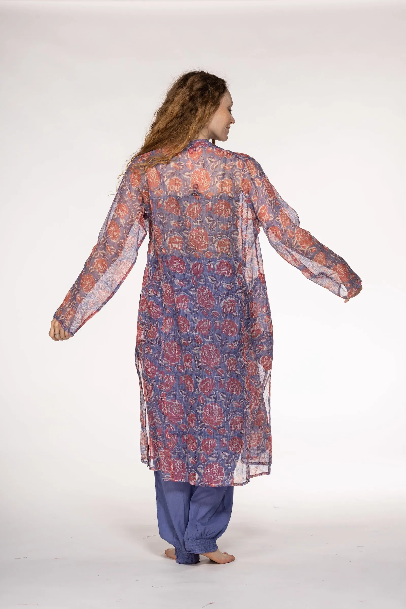 Nargis Jacket Hand Block Printed in Textured Cotton SS24