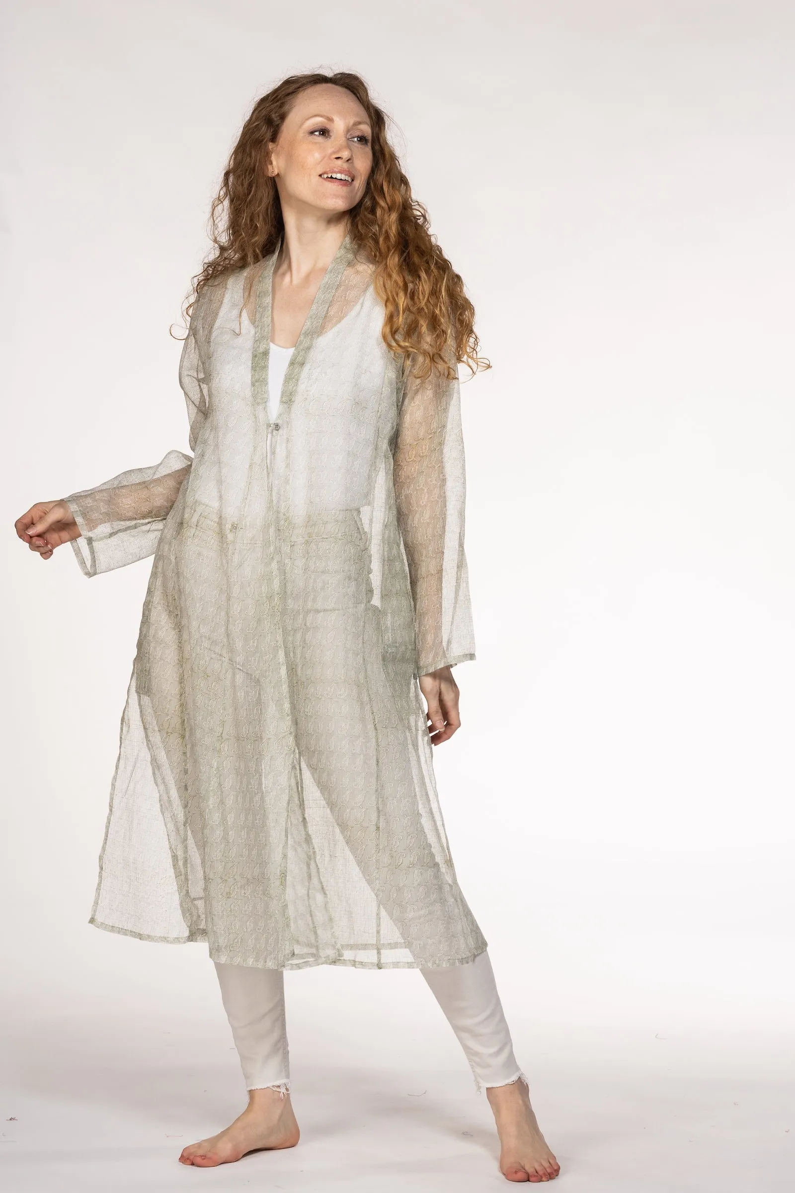 Nargis Jacket Hand Block Printed in Textured Cotton SS24