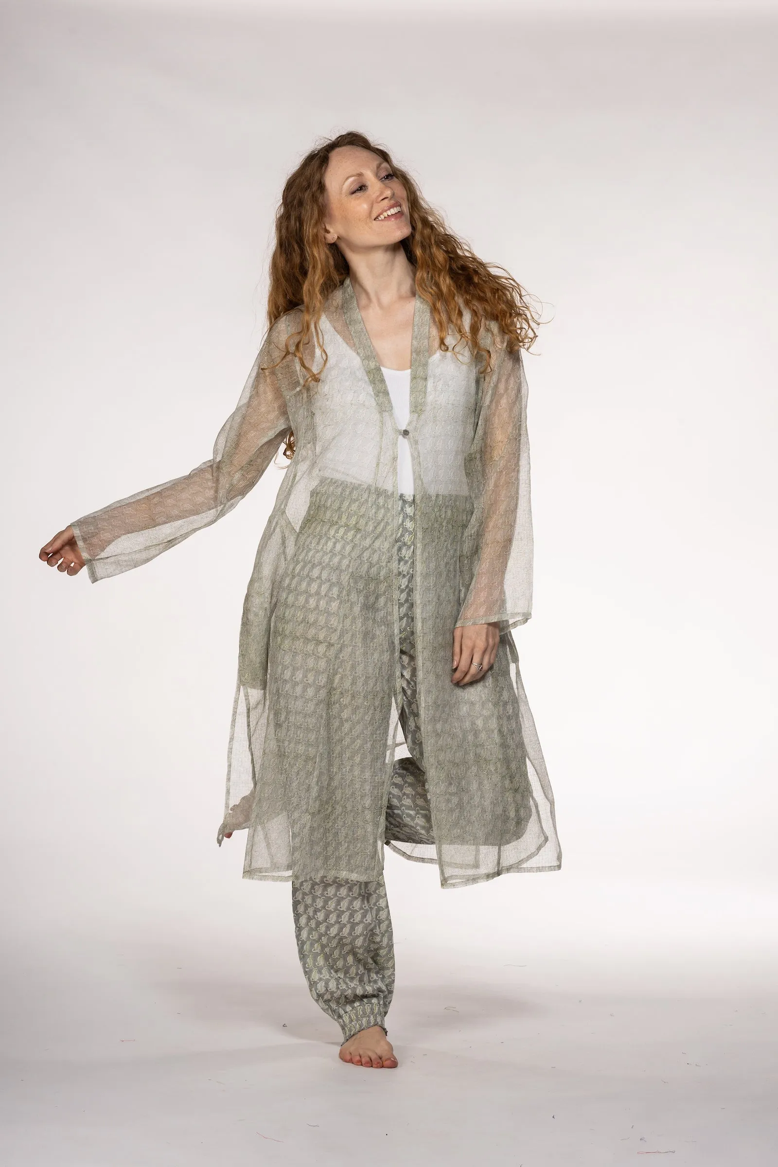 Nargis Jacket Hand Block Printed in Textured Cotton SS24