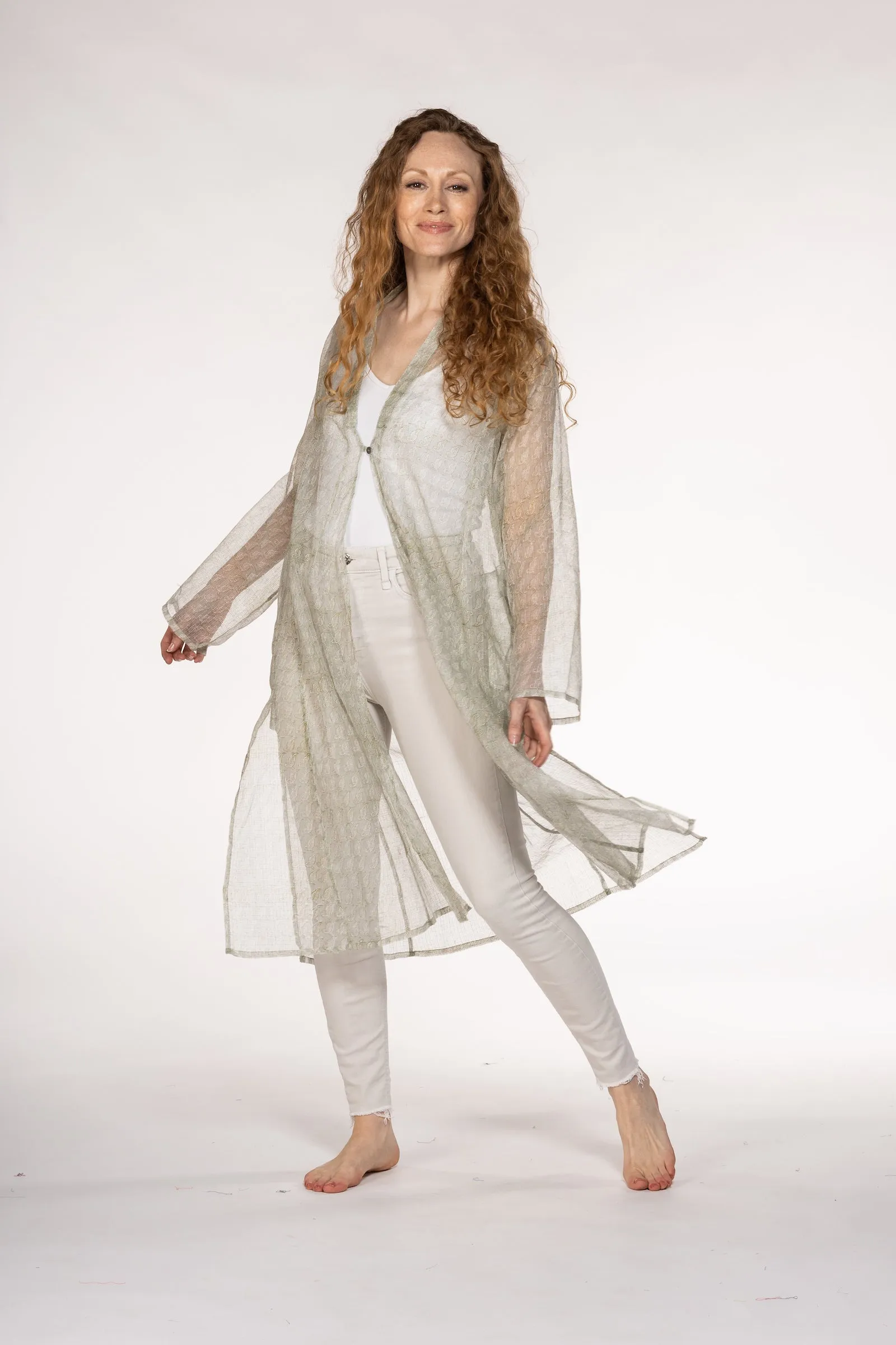 Nargis Jacket Hand Block Printed in Textured Cotton SS24
