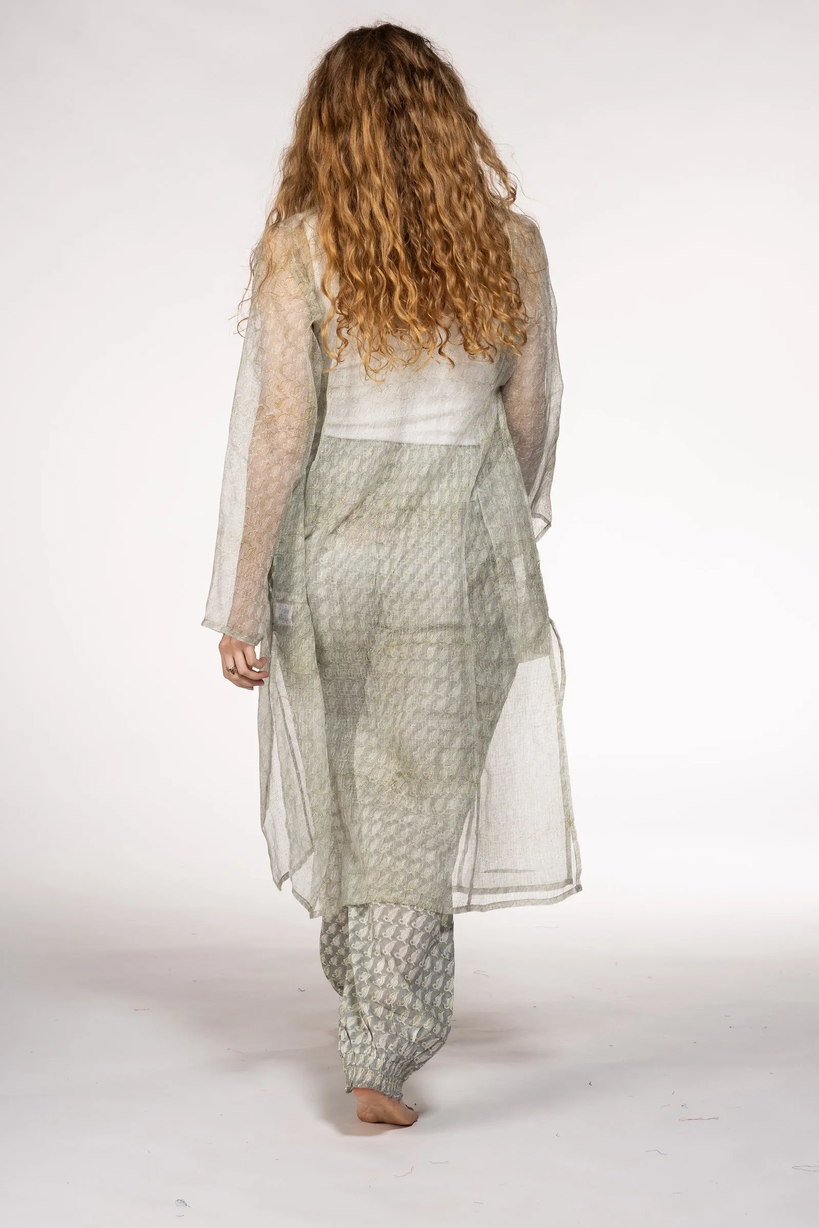 Nargis Jacket Hand Block Printed in Textured Cotton SS24