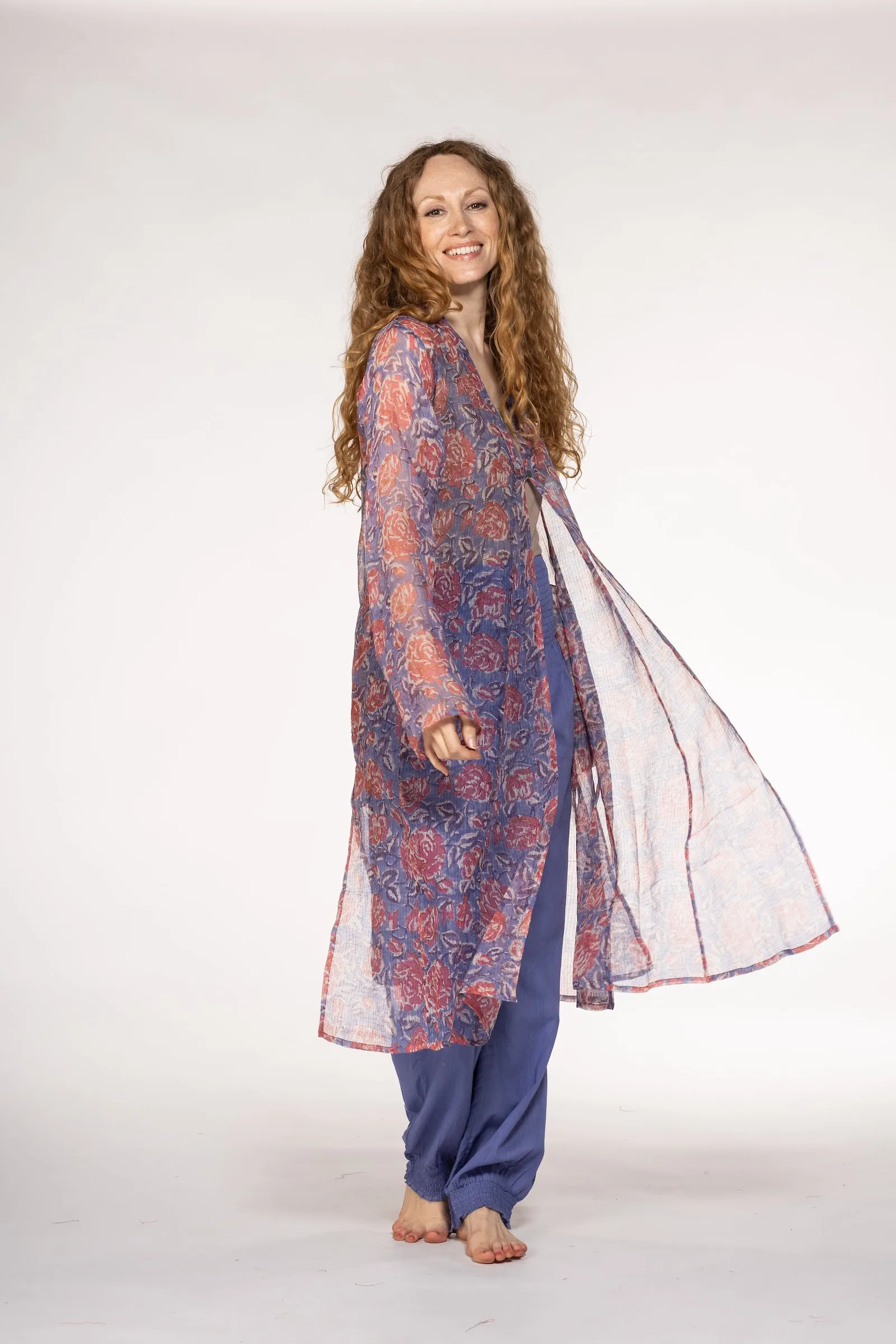 Nargis Jacket Hand Block Printed in Textured Cotton SS24