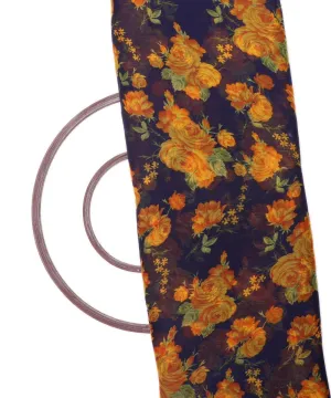 Navy Blue Colour Floral Print Chiffon Fabric