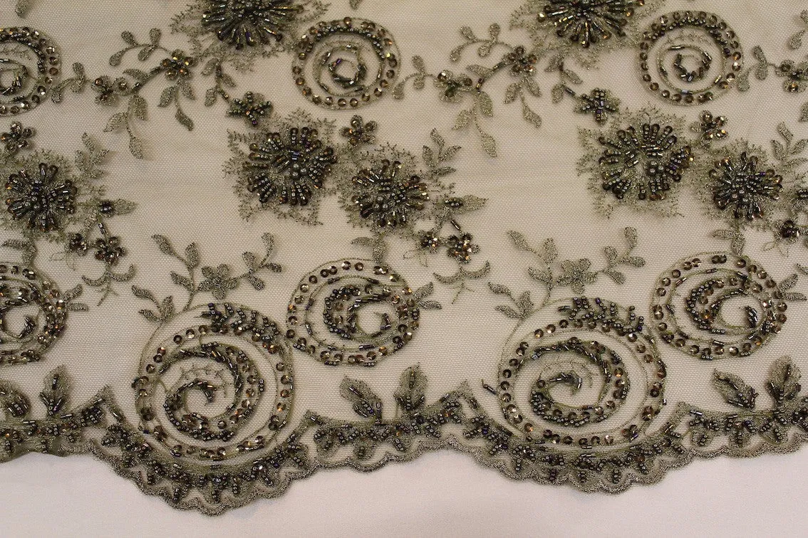 Olive Embroidered Tulle