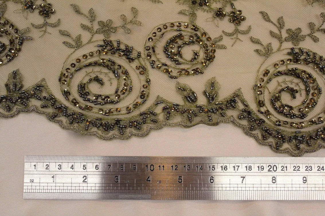 Olive Embroidered Tulle
