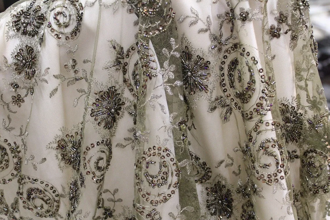 Olive Embroidered Tulle