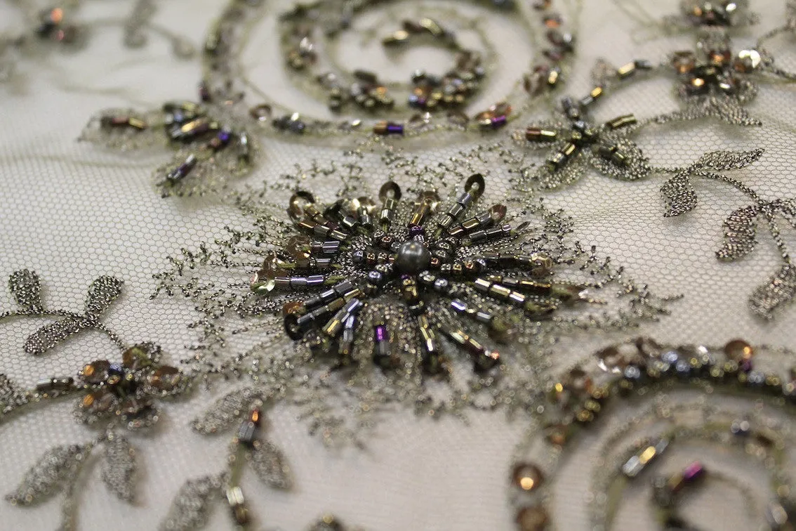 Olive Embroidered Tulle