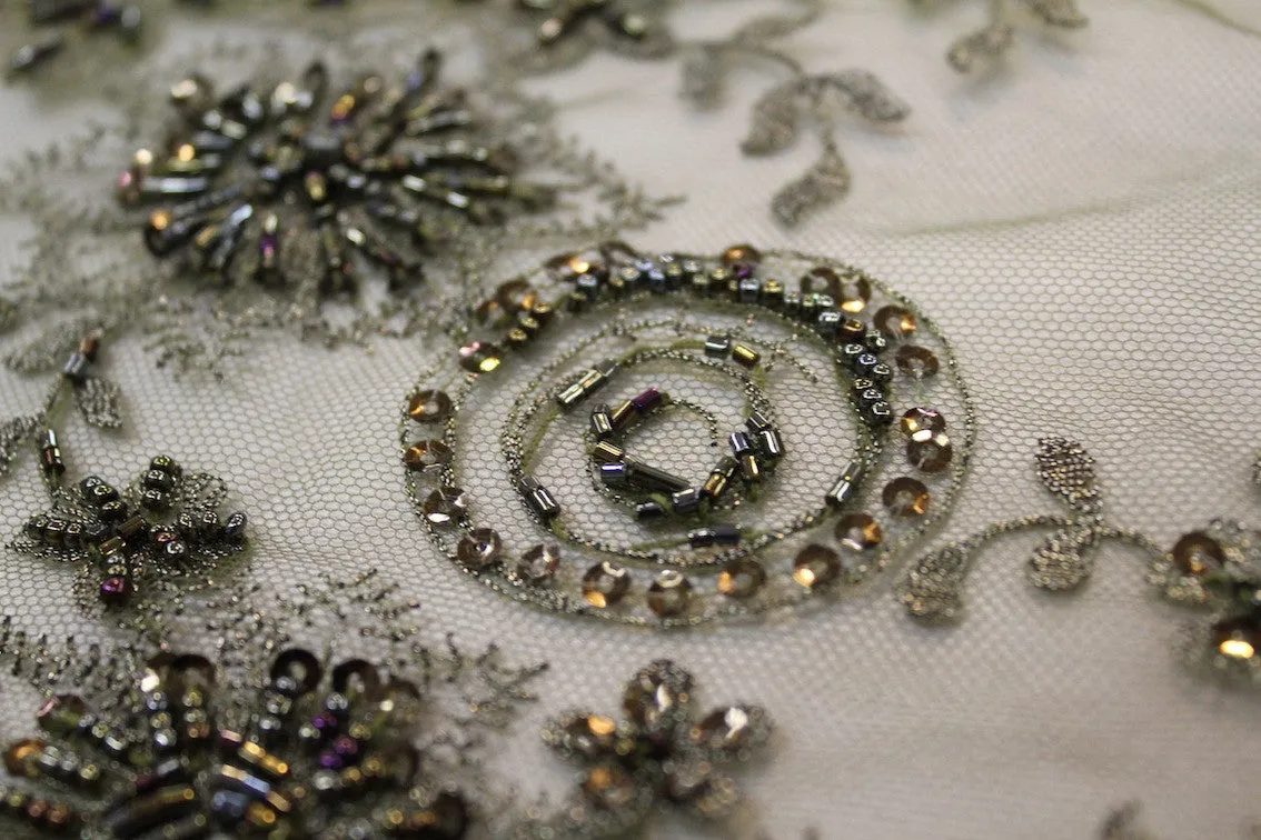 Olive Embroidered Tulle