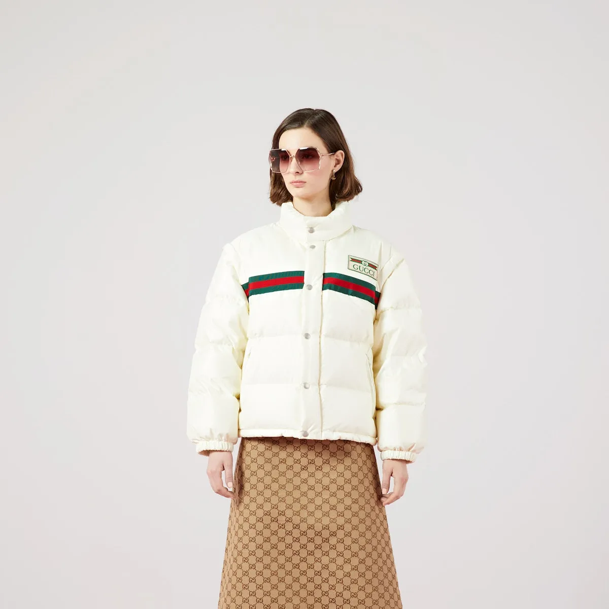Padded nylon bomber jacket with Web
