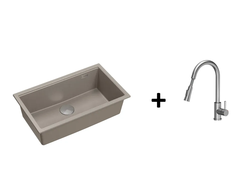 Quadron Logan 110 Soft Taupe, topmount or undermount sink