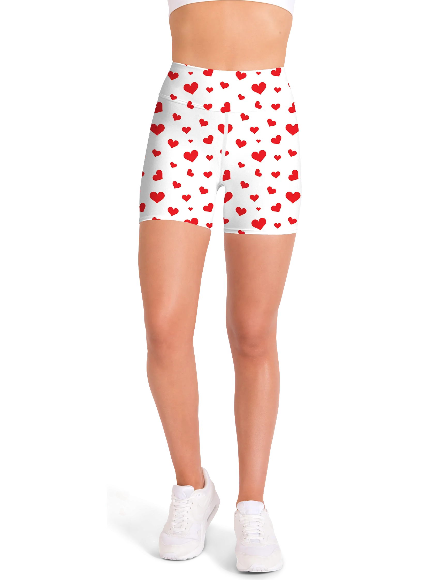 Red Hearts Yoga Shorts
