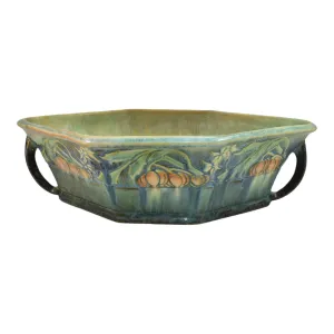 Roseville Baneda Green 1932 Arts And Crafts Handled Ceramic Console Bowl 234-10