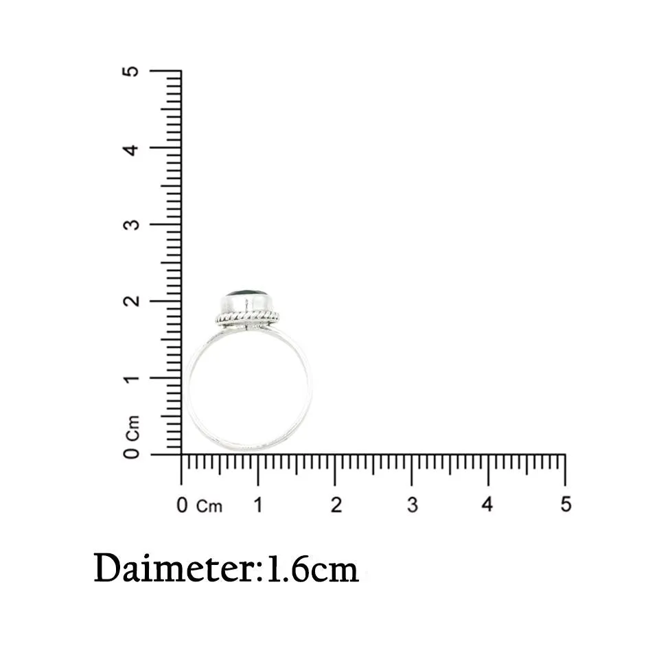 Silver Classy Green Round Gemstone Ring