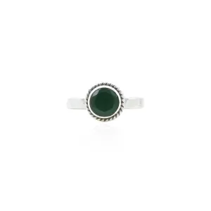 Silver Classy Green Round Gemstone Ring