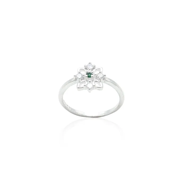 Silver Precious Emerald Elite Ring