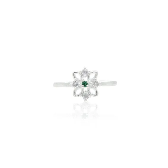 Silver Precious Emerald Elite Ring