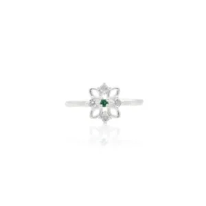 Silver Precious Emerald Elite Ring