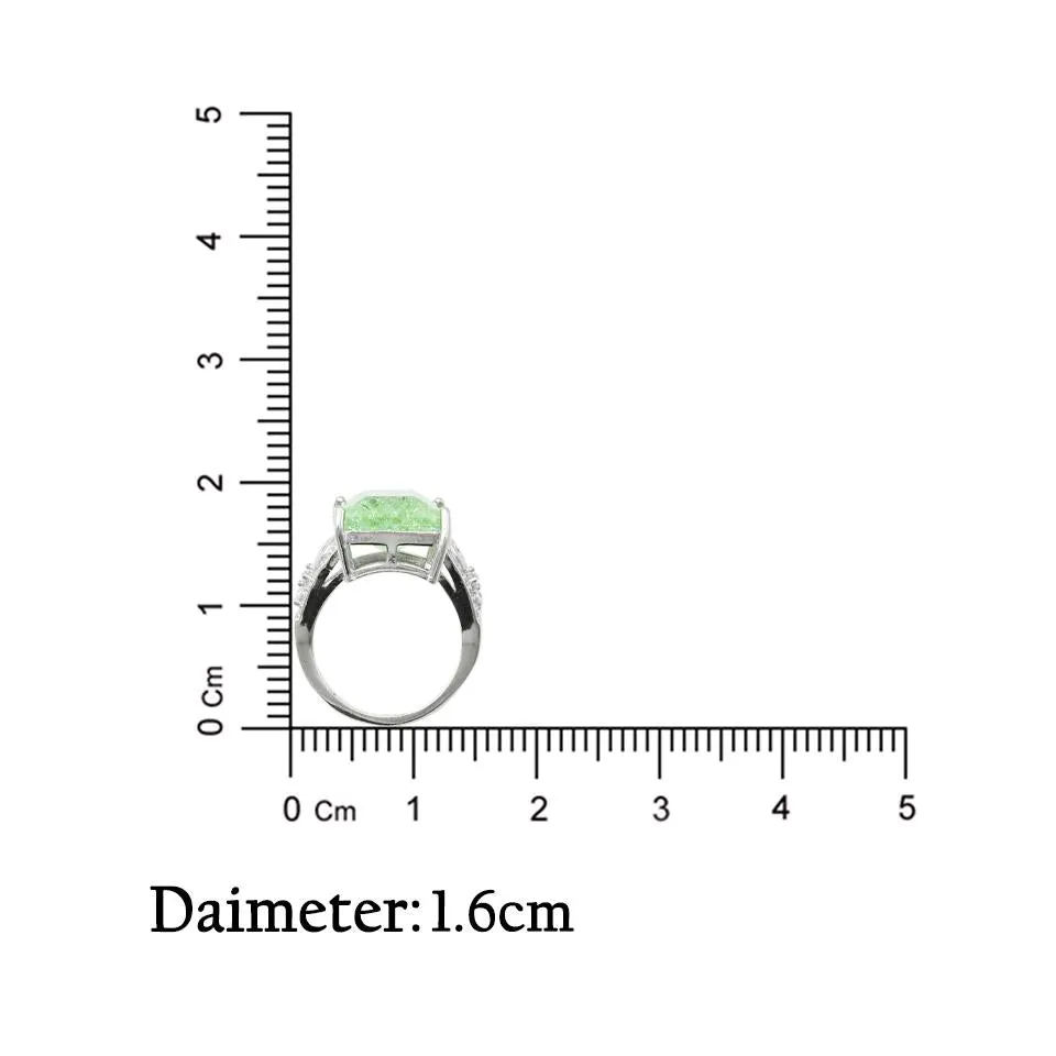 Silver Sterling Natural Green Stone Ring