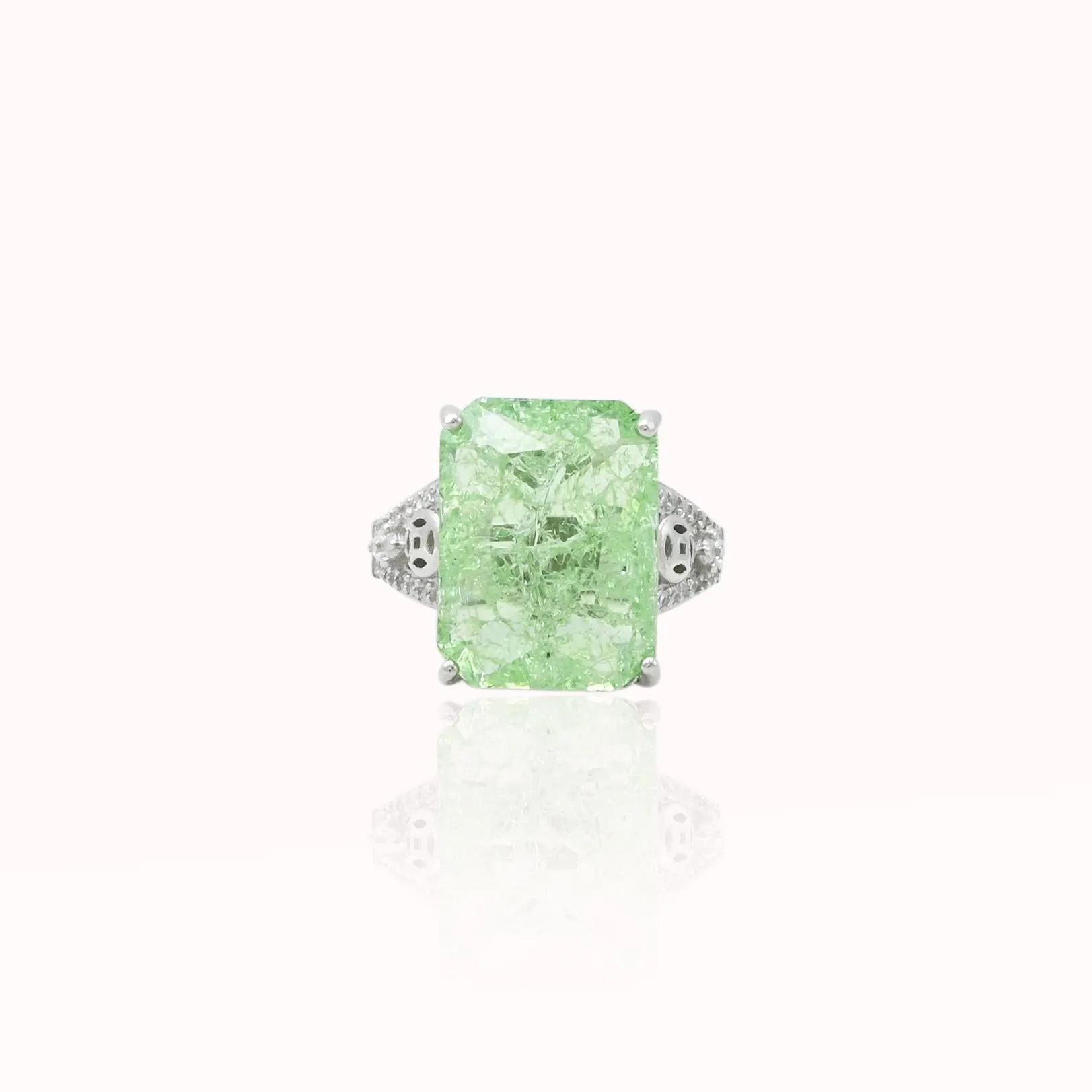 Silver Sterling Natural Green Stone Ring