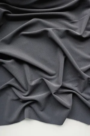 Slate Gray Ribbed Polyester Spandex Tricot