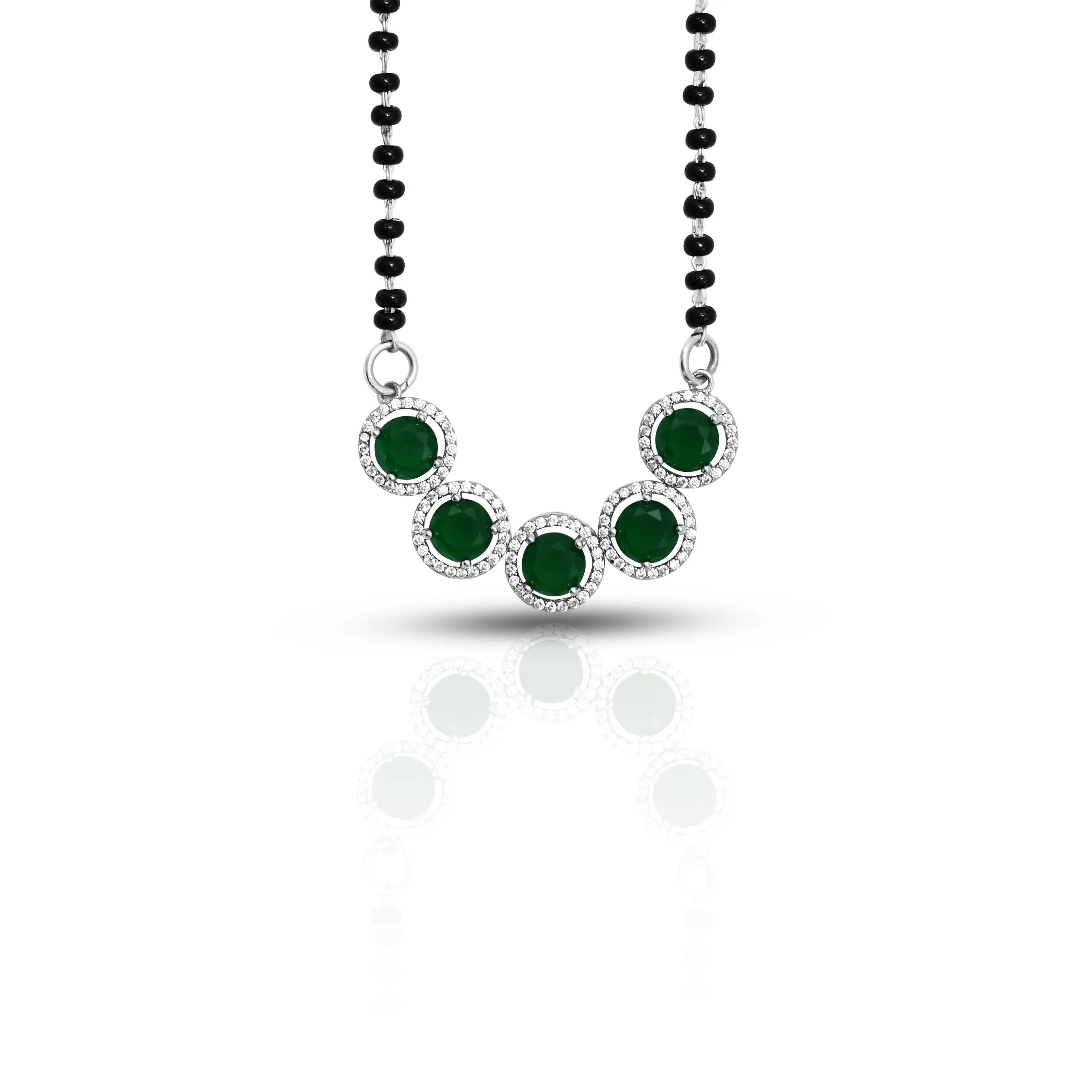 Sterling Silver Green Stone Mangalsutra for Women