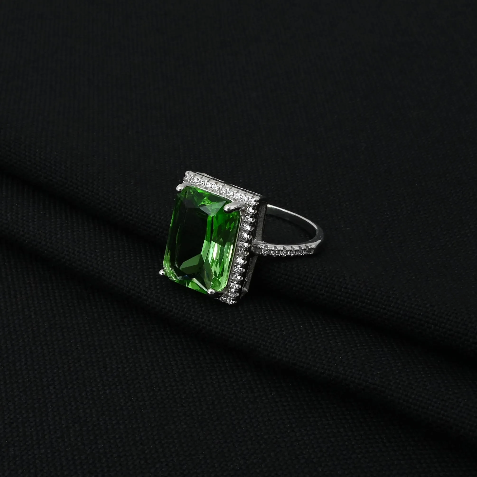Sterling Silver "Beauty of Nature" Green Ring for Girls