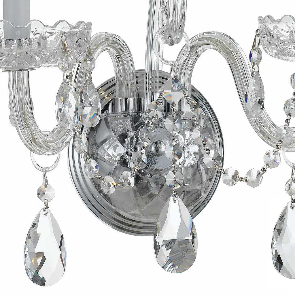 Traditional Crystal 2 Light Swarovski Strass Crystal Polished Chrome Sconce