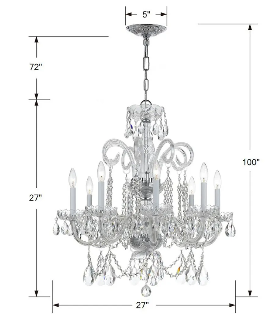 Traditional Crystal 8 Light Swarovski Strass Crystal Polished Chrome Chandelier