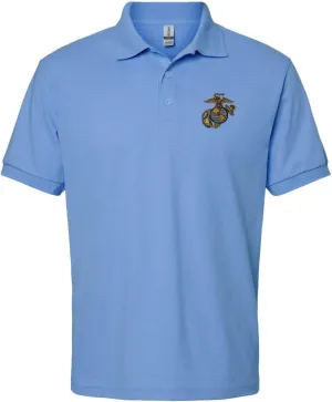 USMC EGA Eagle Anchor Globe Official Emblem Embroidered Mens Polo Shirt United States Marine Corps Licensed